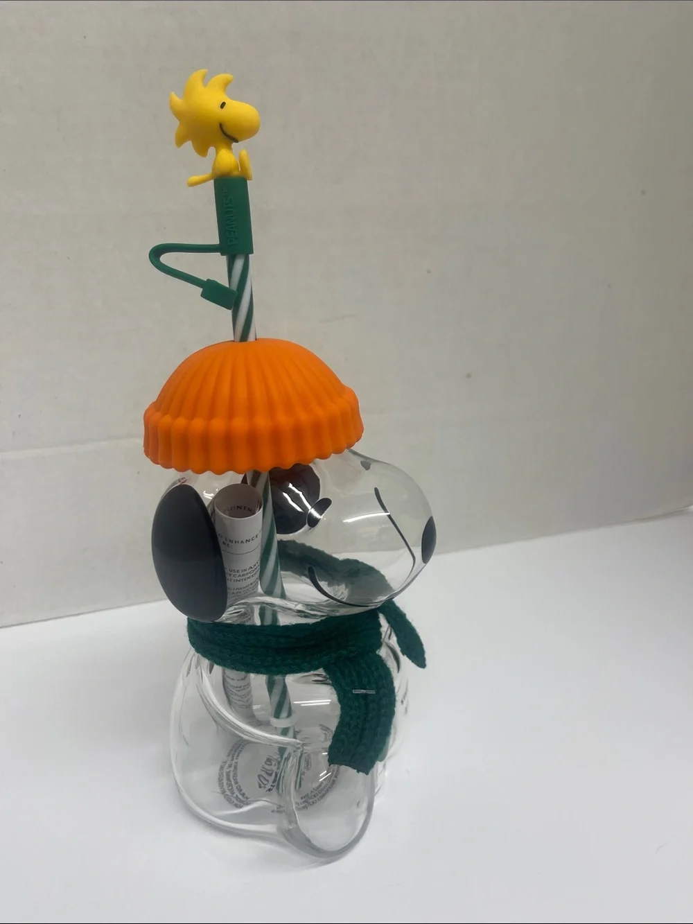 Starbucks Peanuts Orange & Green Snoopy and Woodstock Cold Cup